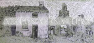 Deserted Farmhouse, charcoal and Chalk on Paper, 70 x 33cm.